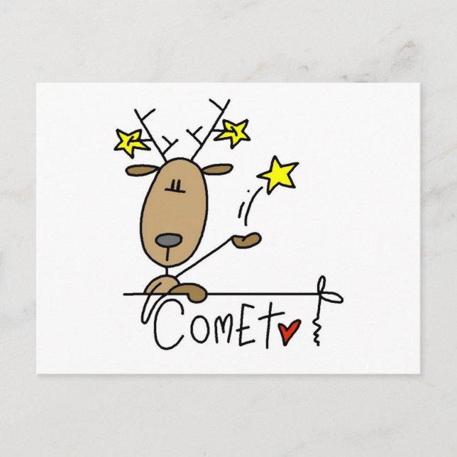 Carte Postale Chemises et cadeaux Comet Reindeer (Devant)