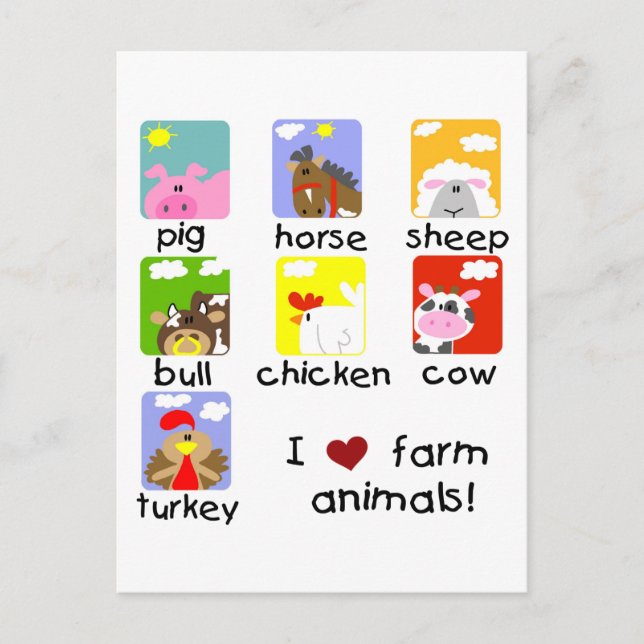Carte Postale Chemises et cadeaux d'animaux de ferme (Devant)