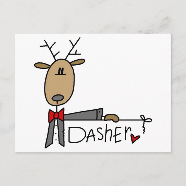 Carte Postale Chemises et cadeaux Dasher Reindeer (Devant)