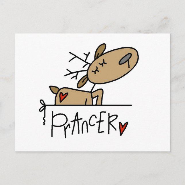 Carte Postale Chemises et cadeaux Prancer Reindeer (Devant)