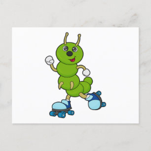 Carte Postale Chenille au patinage en ligne avec des rollers