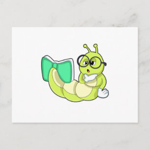 Carte Postale Chenille avec livre