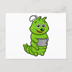 Carte Postale Chenille comme cuisinier avec marmite