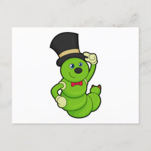 Carte Postale Chenille comme marié avec chapeau