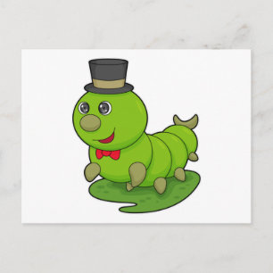 Carte Postale Chenille en gentleman avec cylindre
