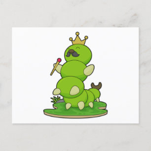 Carte Postale Chenille en roi avec couronne