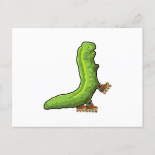 Carte Postale Chenille en tant que patineur en ligne avec des pa