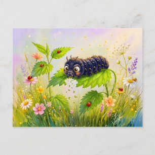 Carte Postale Chenille se nourrissant de feuilles d'ortie