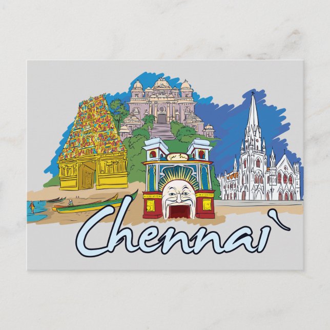 Carte Postale Chennai, ville célèbre de l'Inde (Devant)