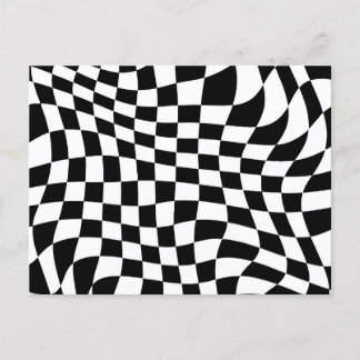 Carte Postale Chèques en noir et blanc ondulés