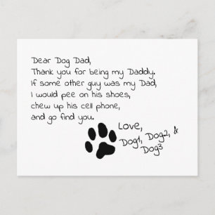 Carte Postale Cher Chien Papa Maman Personnalisable Nom de l'ani