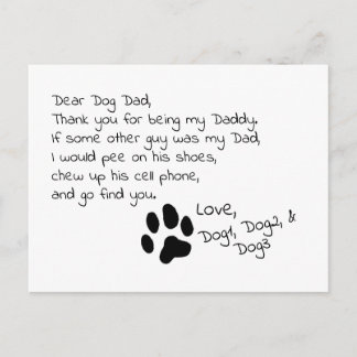 Carte Postale Cher Chien Papa Maman Personnalisable Nom de l'ani