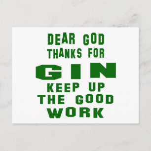 Carte Postale Cher dieu merci pour Gin.