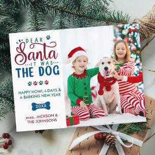 Carte Postale Cher Père Noël c'était le chien Funny Kids & Pet P
