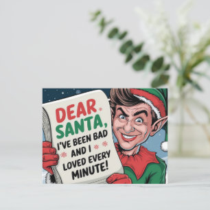 Carte Postale Cher Père Noël, j'ai été mauvaise conception elfe 