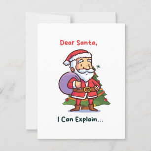 Carte Postale Cher Père Noël, Je Peux Expliquer - Noël Drôle