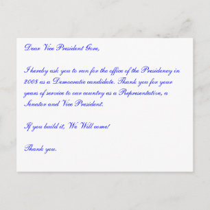 Carte Postale Cher vice-président Gore, je vous demande par la p