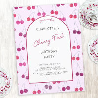 Cherry Pink Première fête d'anniversaire Invitatio