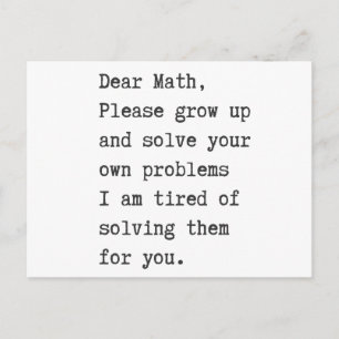 Carte Postale Chers maths résolvez vos propres problèmes