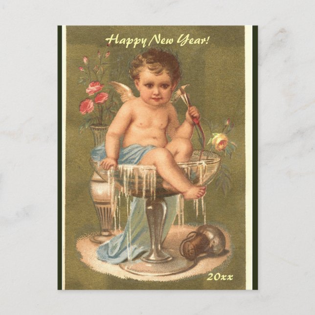 Carte Postale Chérub Champagne Éditée Bonne Année (Devant)