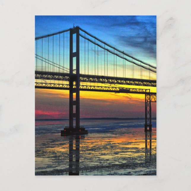 Carte Postale Chesapeake Bay Bridge Icy Sunset Silhouette (Devant)