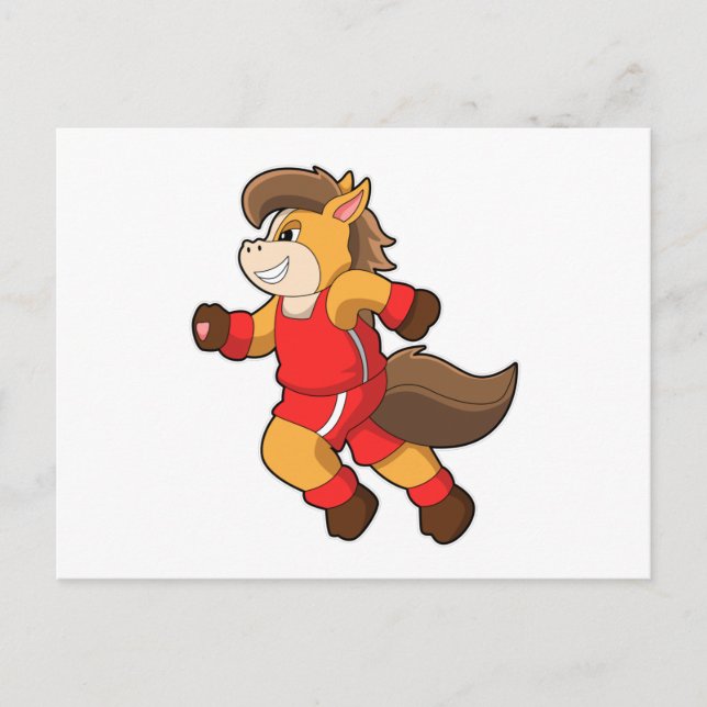 Carte Postale Cheval à la course (Devant)