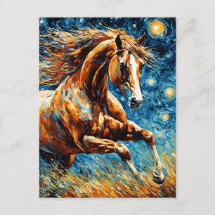 Carte Postale Cheval Alezan Galopant