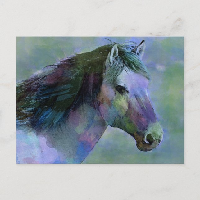 Carte Postale Cheval aquarelle (Devant)