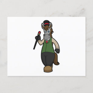 Carte Postale Cheval avec Casquette & Canne