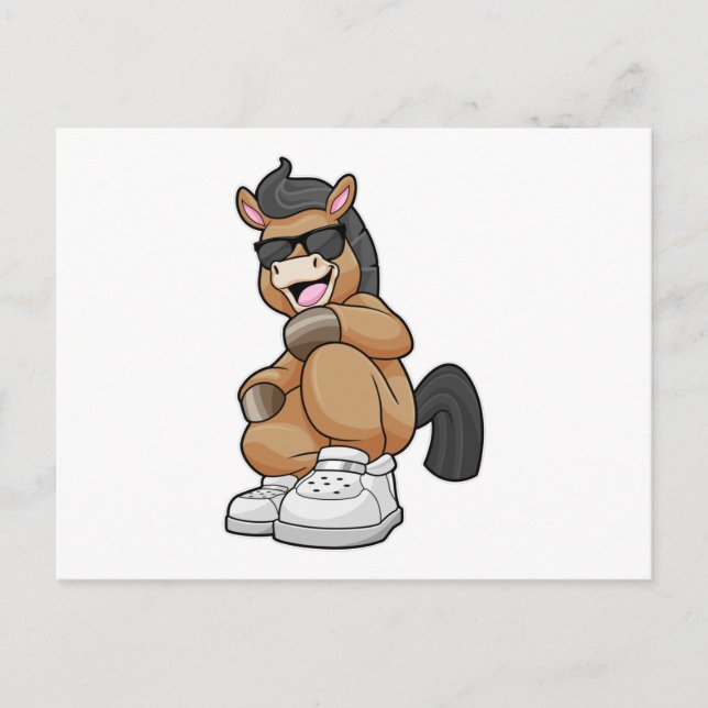 Carte Postale Cheval avec de grosses chaussures (Devant)