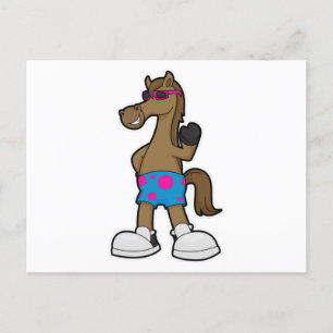 Carte Postale Cheval avec lunettes de soleil