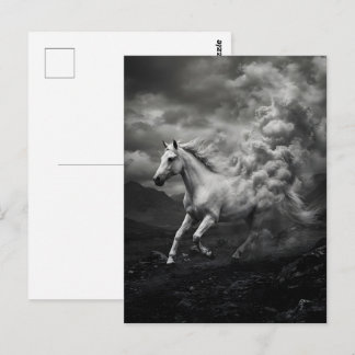 Carte Postale Cheval blanc se dissolvant dans les nuages