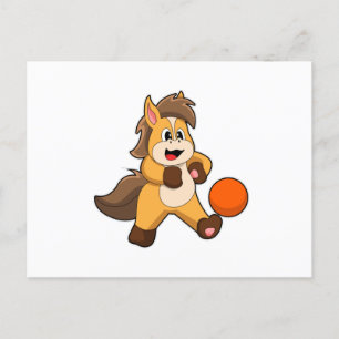 Carte Postale Cheval comme joueur de football avec balle de foot