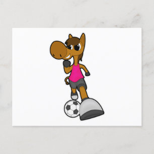 Carte Postale Cheval comme joueur de football avec balle de foot
