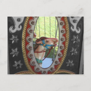 Carte Postale Cheval De Carrousel En Miroir Blanc Noir