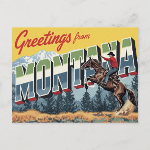 Carte Postale Cheval de Cowboy du Montana
