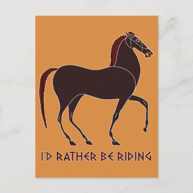 Carte Postale Cheval de l'Ancien Jar Grec, "Je préfère monter" (Devant)