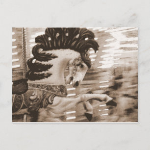 Carte Postale Cheval de manège en sépia