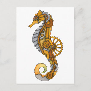 Carte Postale Cheval de mer Steampunk