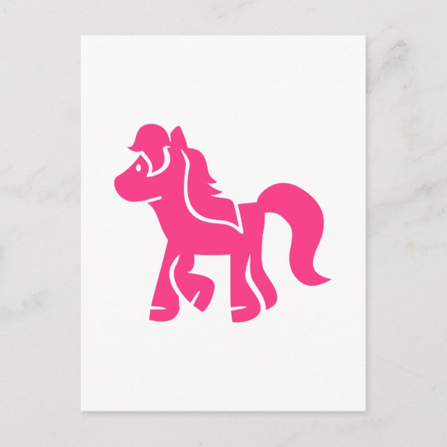 Carte Postale Cheval de poney rose (Devant)