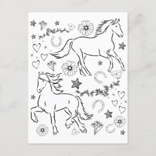 Carte Postale Cheval Doodle M'Enfoncer
