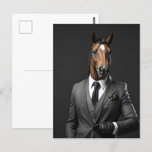 Carte Postale Cheval drôle dans le costume