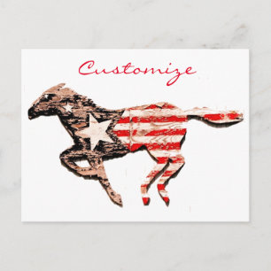 Carte Postale Cheval du drapeau américain qui court Thunder_Cove