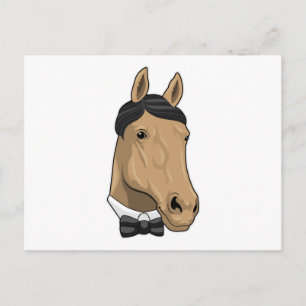 Carte Postale Cheval en gentleman avec noeud papillon