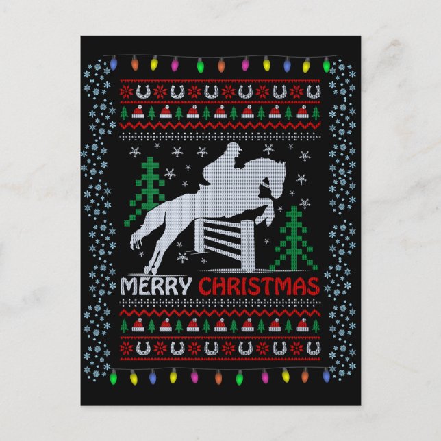 Carte Postale Cheval équitation Sauts Joyeux Noël (Devant)