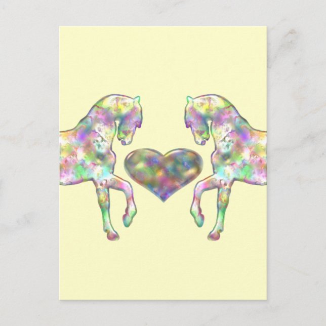 Carte Postale Cheval et Coeur d'amour (Devant)