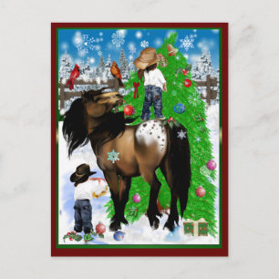Carte postale Cheval et Kid Christmas