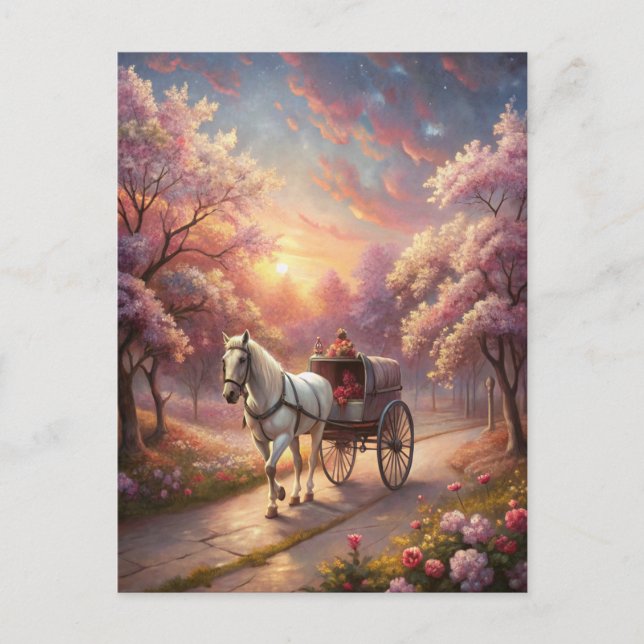 Carte Postale Cheval et Panier (Devant)