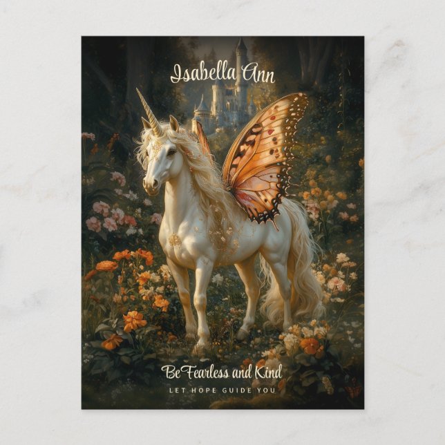 Carte Postale Cheval Fairy Orange Papillon Ailes Inspiration (Devant)