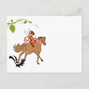 Carte Postale Cheval Fairy Skunk Floral